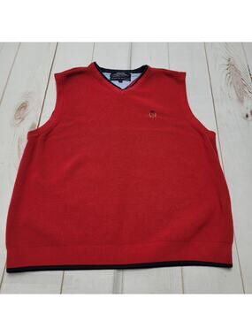 Vintage Tommy Hilfiger red knit vest grandpa core emblem